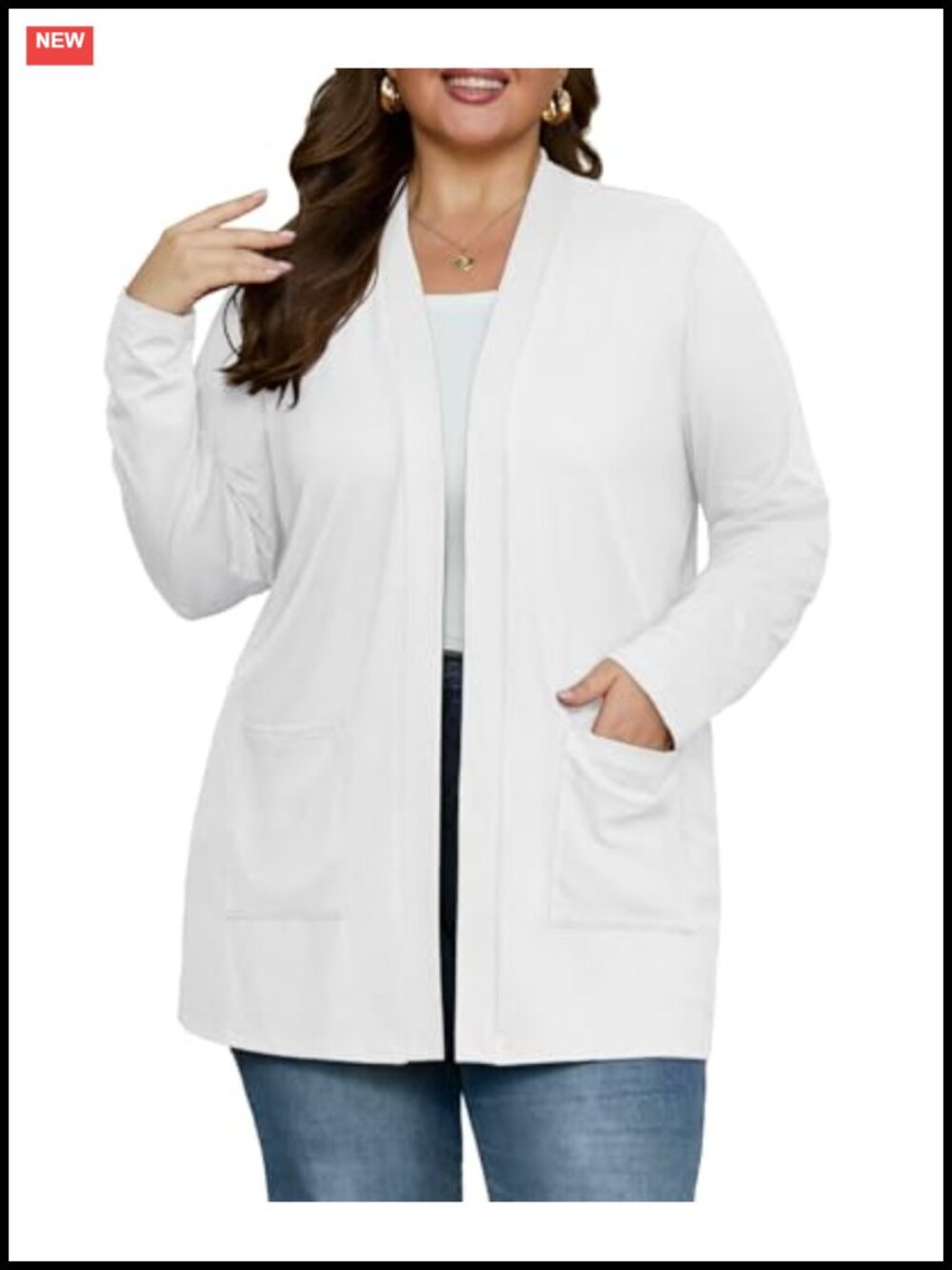 Plus Size Cardigan Lightweight Open Front Pockets Rayon Blend